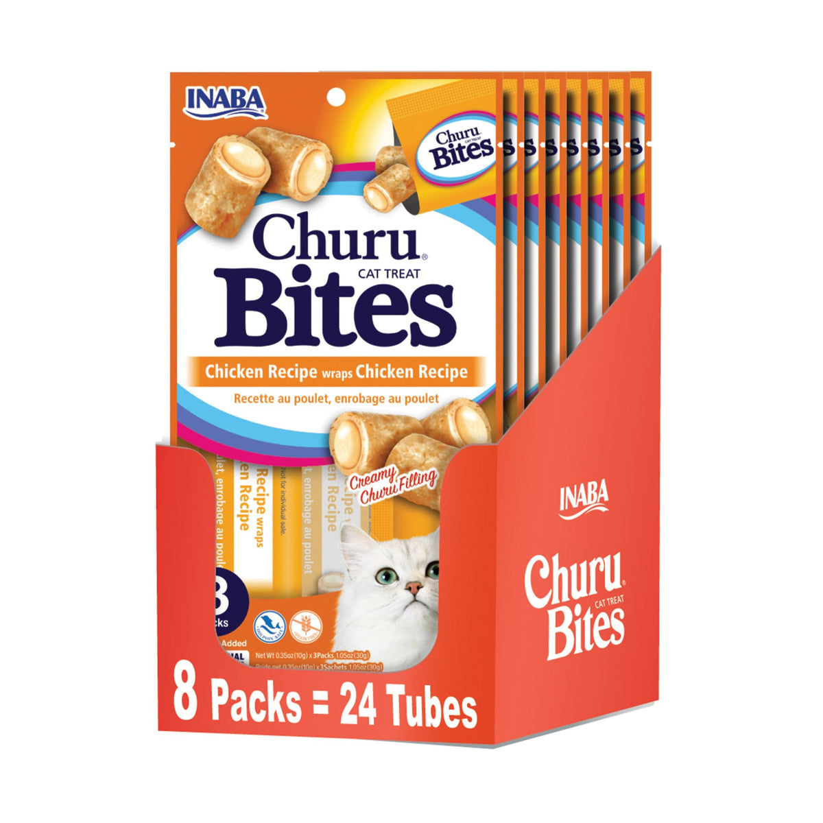 Soft Chewy Baked Chicken Cat Treats with Vitamin E, 24 Tubes E24109