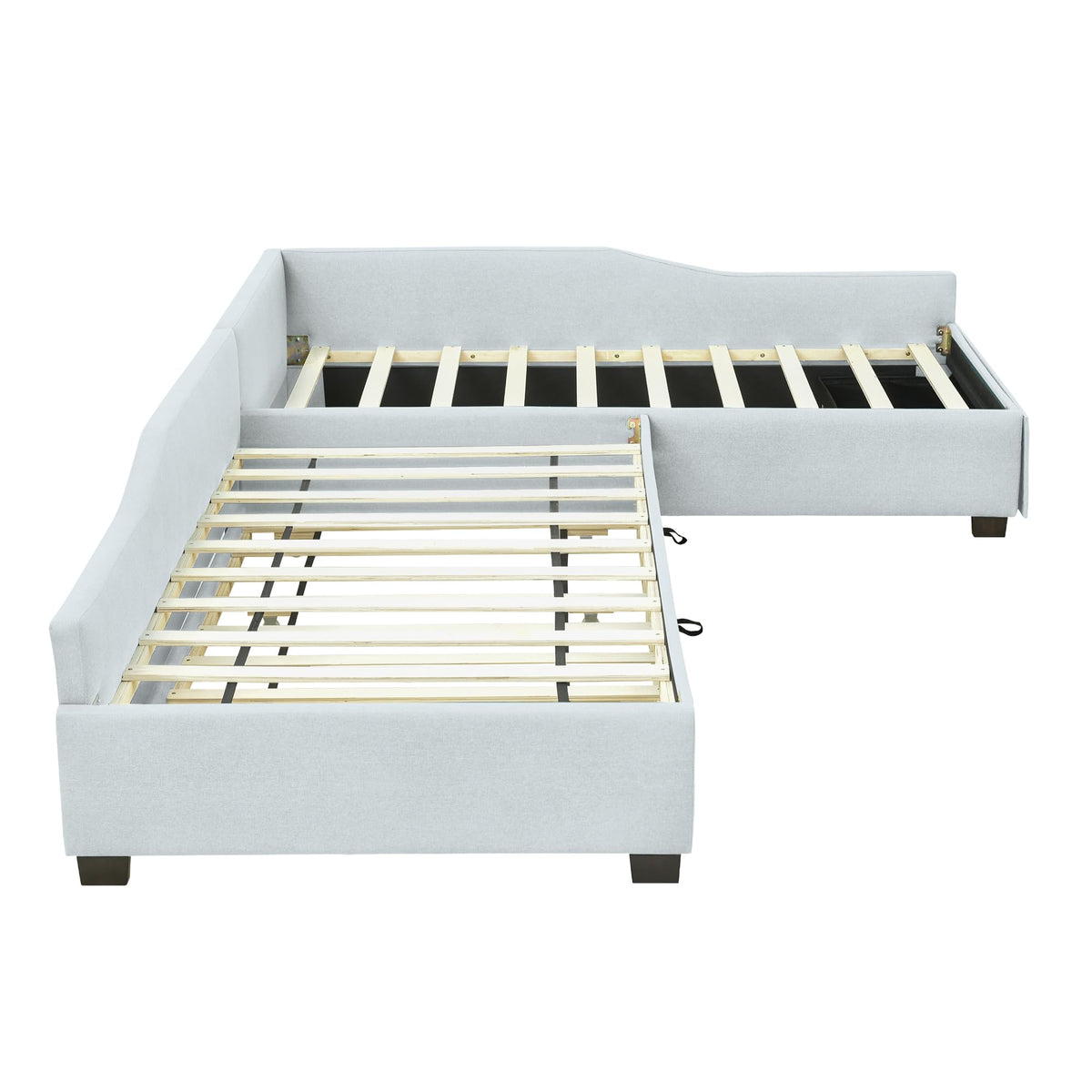 L Shaped Twin Corner Bed with Trundle and Storage Drawer Q690