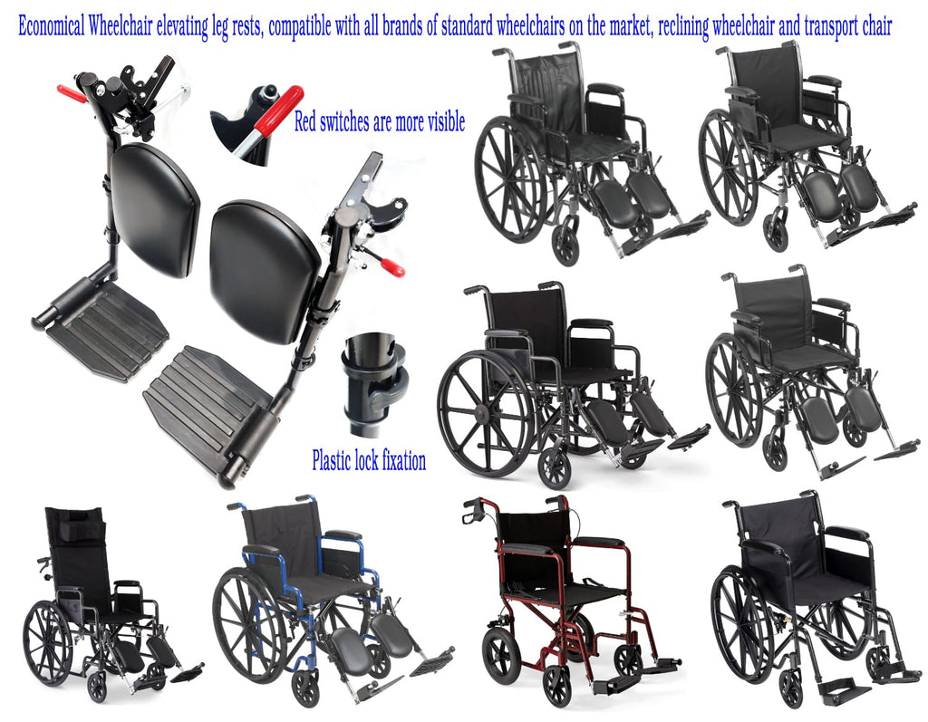 Wheelchair Elevating Leg Rest with Padded Leg Pads and Rotatable Adjustable Footrests Q6425
