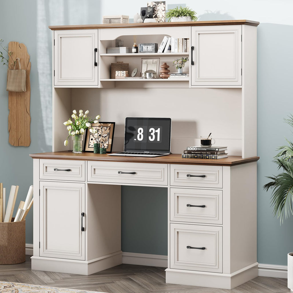 White 5 Drawer Executive Desk X9781