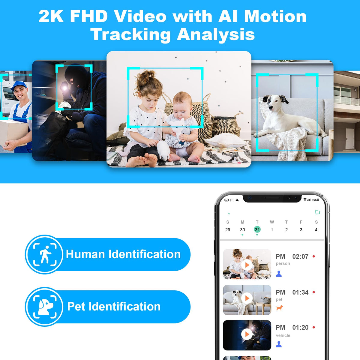 2K Pan/Tilt WiFi Indoor Security Camera with 2-Way Audio V348