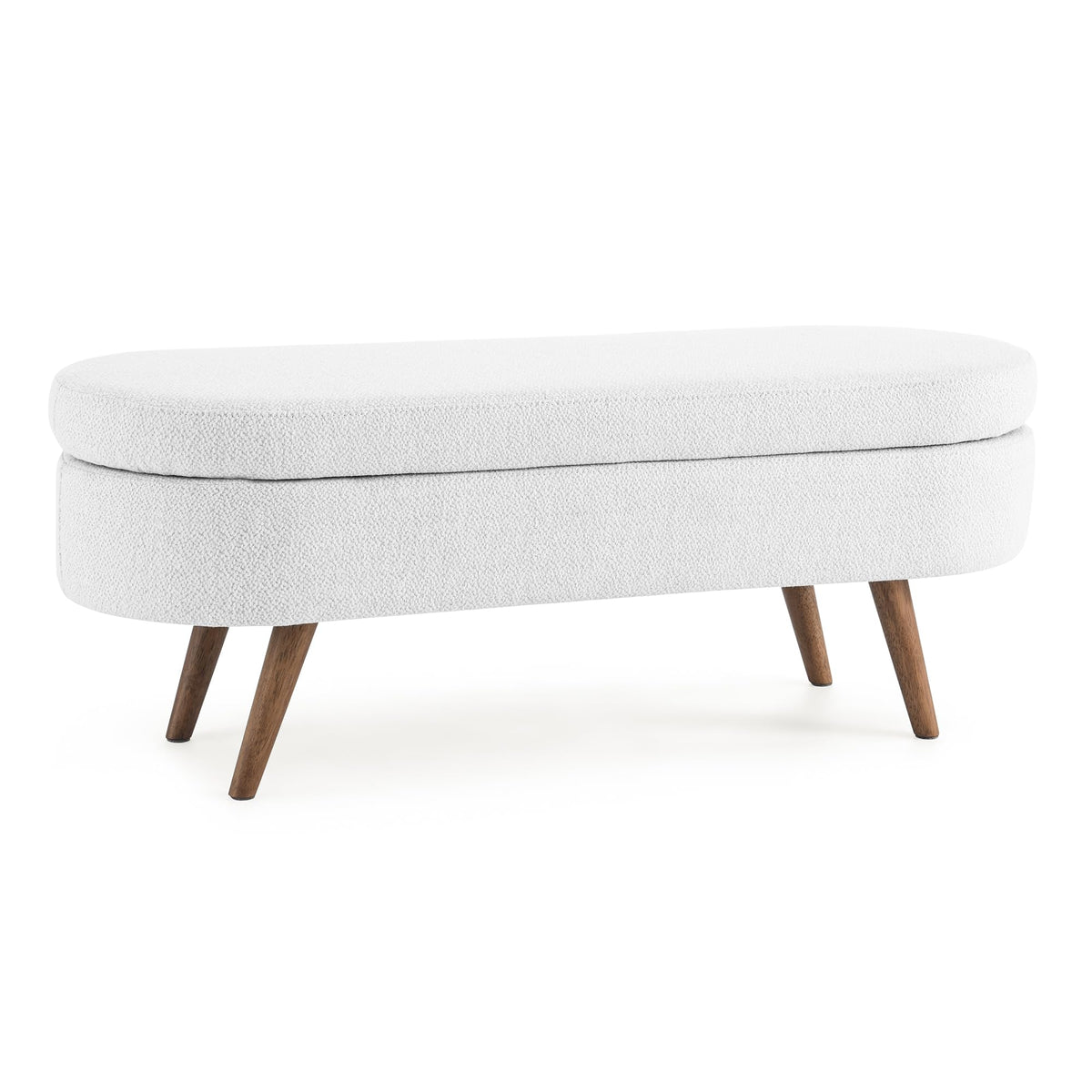 Oval Storage Bench with Rubber Wood Legs, White T35820