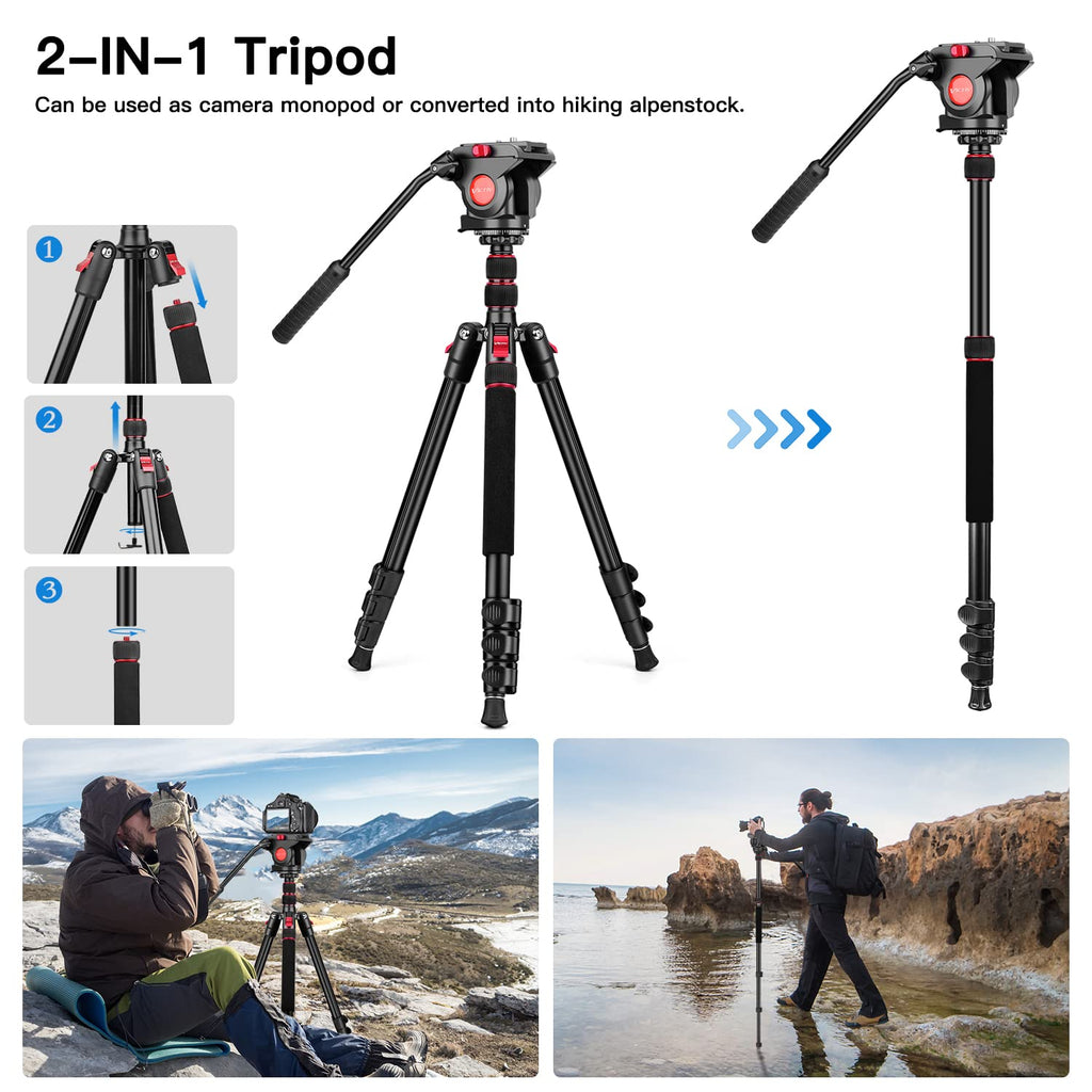 72" Heavy Duty Fluid Head Camera Tripod with Carry Bag L3571