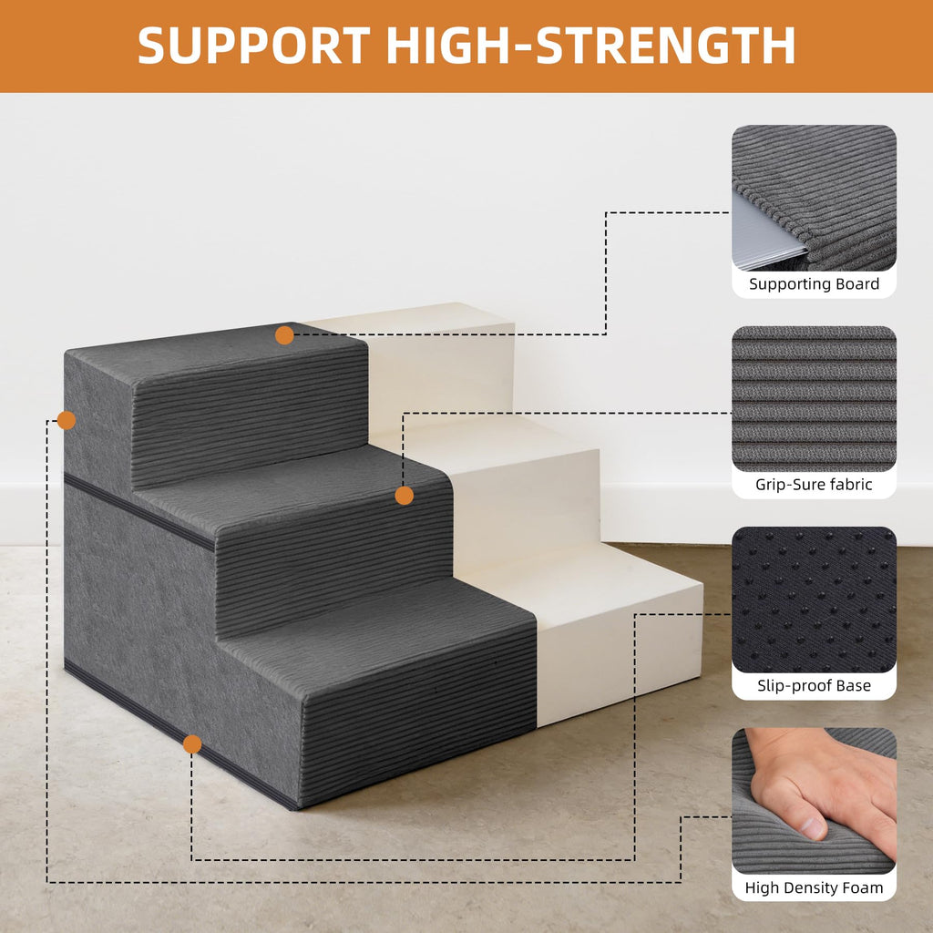 3-Step Non-Slip Dog Stairs with Washable Cover T87082