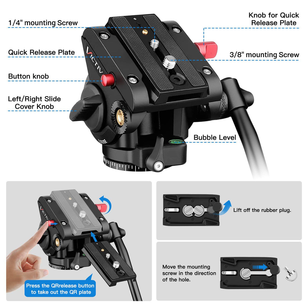 72" Heavy Duty Fluid Head Camera Tripod with Carry Bag L3571