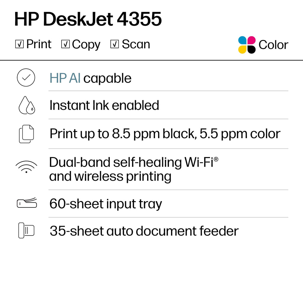 Wireless All-in-One Color Inkjet Printer, Scanner, Copier V343