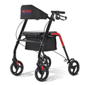 Foldable Lightweight Rolling Walker with Seat, 8" Wheels, 300 lb. Capacity, Red R624912