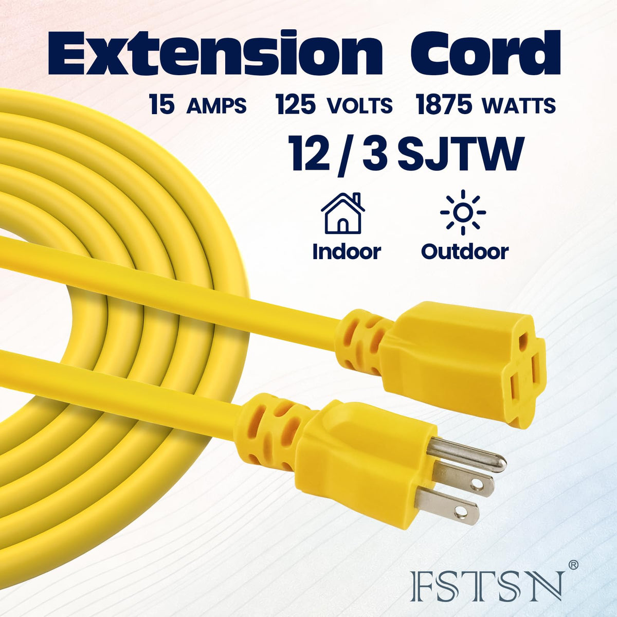 10 ft 12 Gauge 3 Prong Waterproof Heavy Duty Outdoor Extension Cord U3379