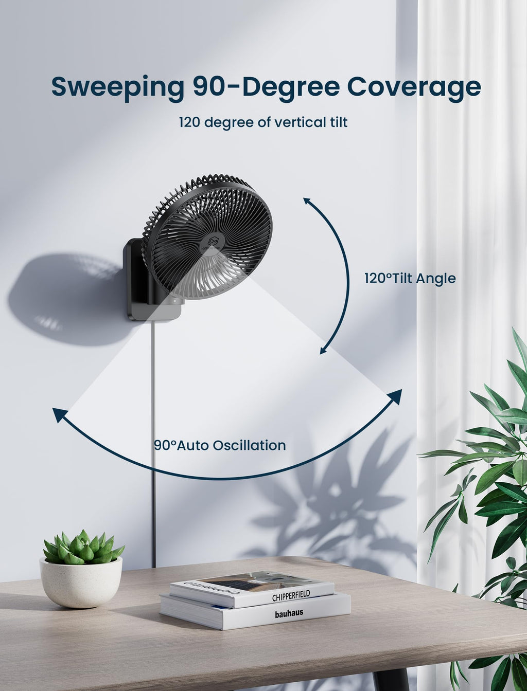 8.5-Inch Quiet Wall-Mounted Oscillation Fan with Remote & Timer P426