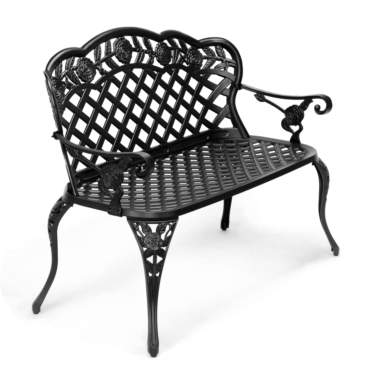 42.5" Black Cast Aluminum Outdoor Bench Z559718