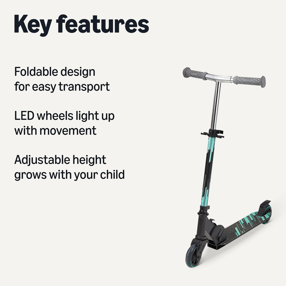 Foldable Light Up Wheels Adjustable Handlebar Aluminum Kids Kick Scooter O317538