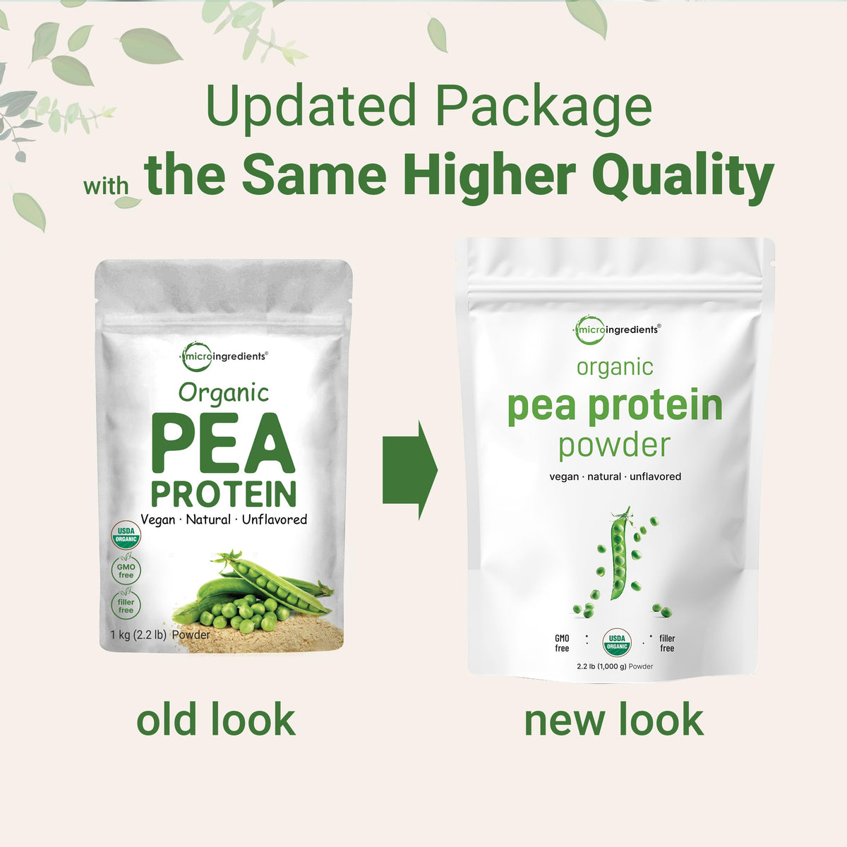 Organic Pea Protein Powder, 1KG (2.2 Pounds), Plant-Based Vegan Q950682