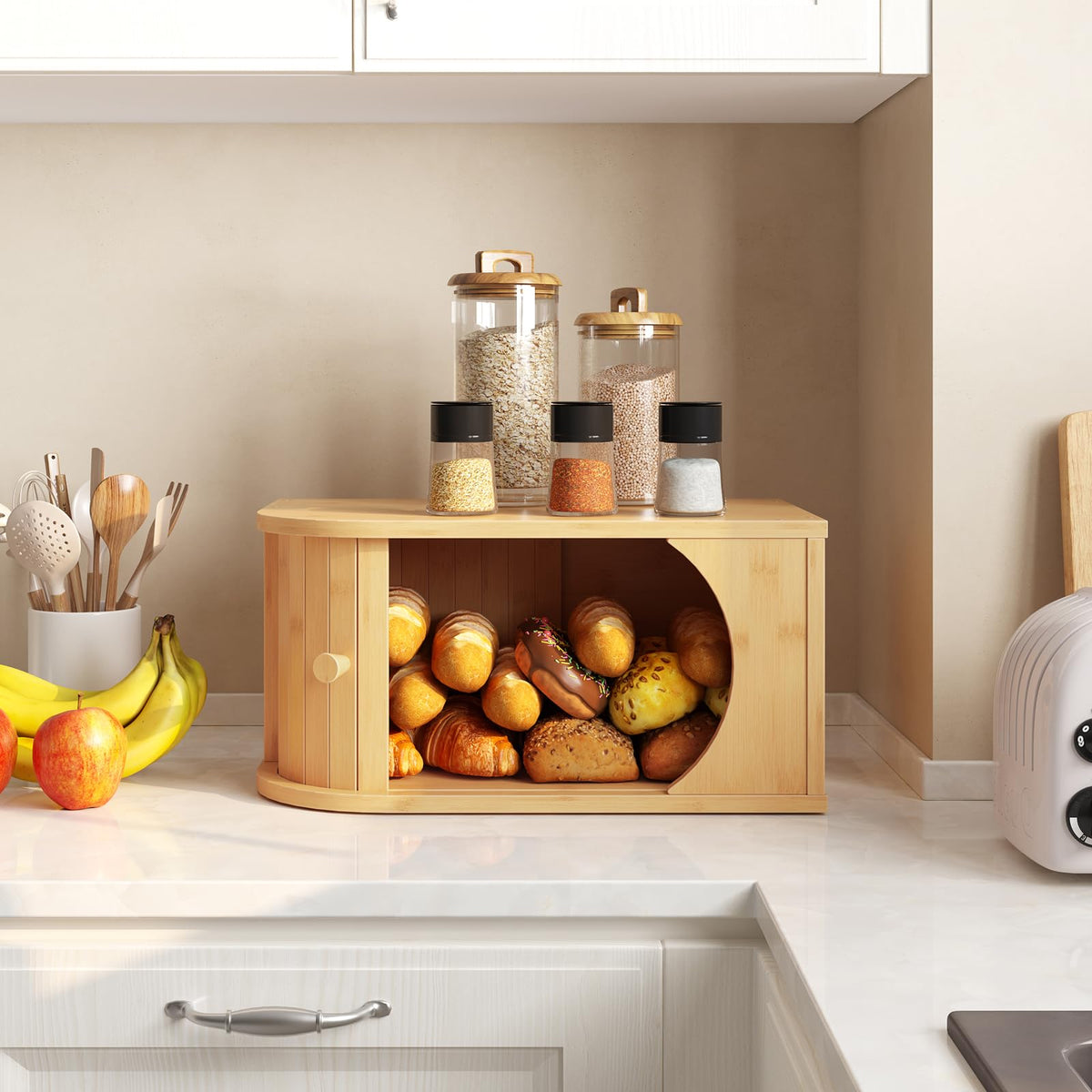 Bamboo Bread Box with Roller Door G941