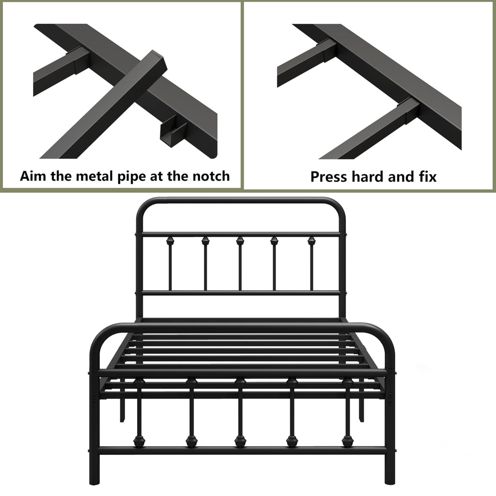 Black Twin Size Metal Bed Frame with Storage Space D219391