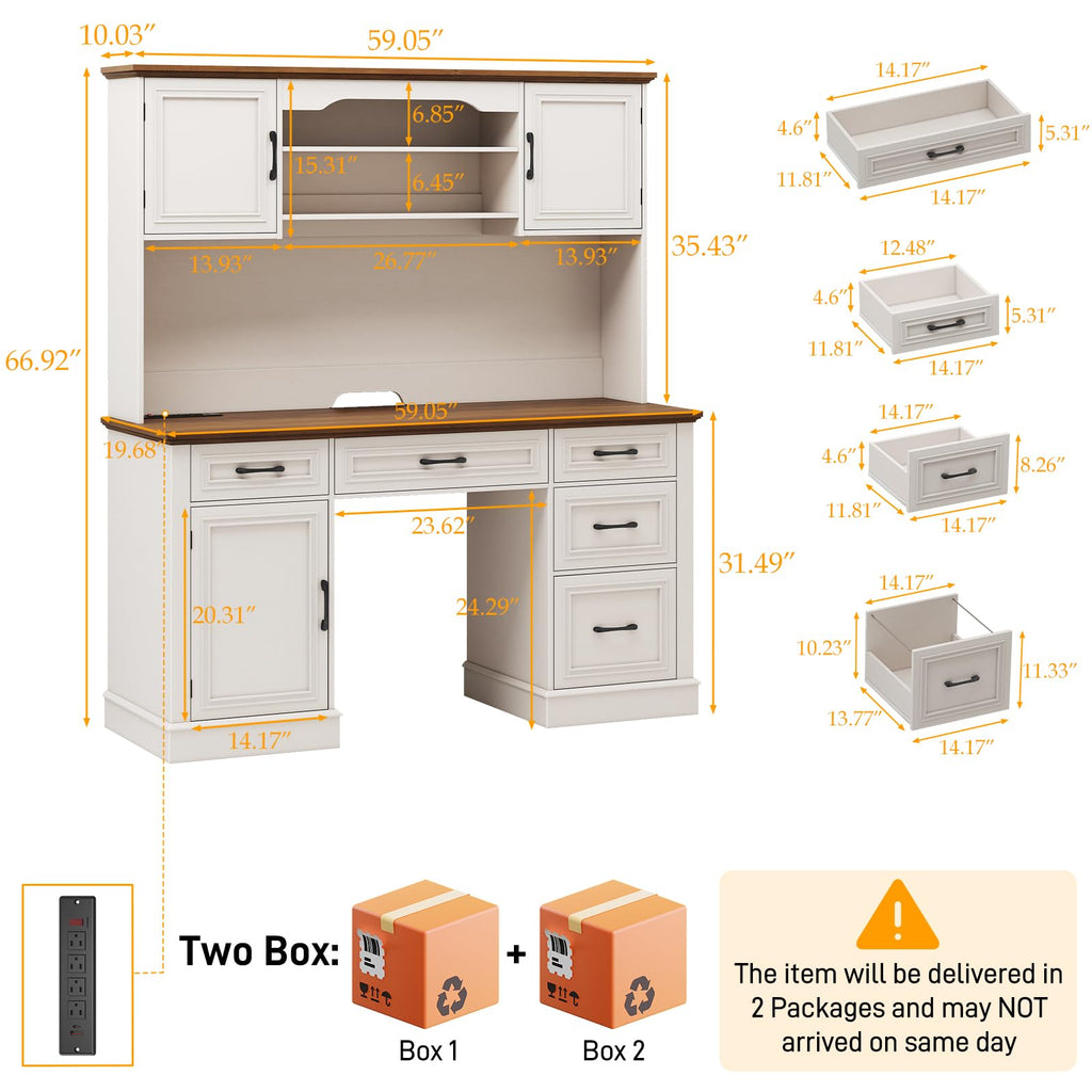 White 5 Drawer Executive Desk X9781