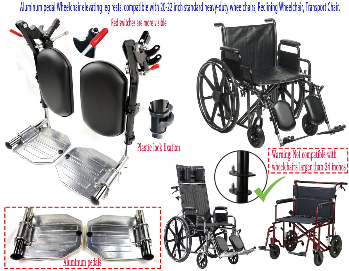 Heavy Duty Wheelchair Elevating Leg Rest with Calf Pad, Black B2682