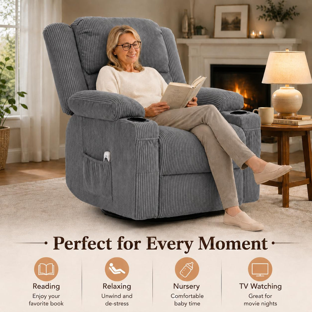 Grey Swivel Rocker Recliner Y3984