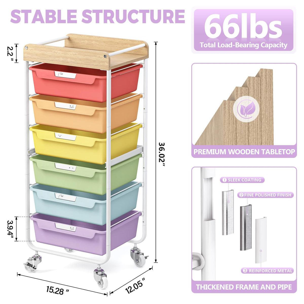 Utility Storage Cart with Drawer E9644