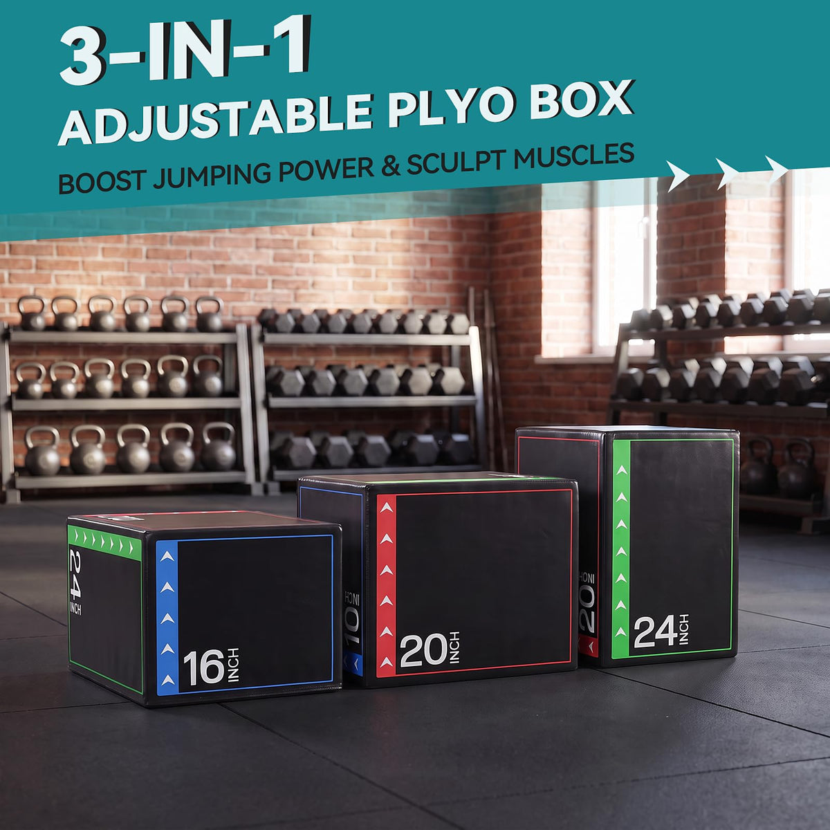 3-in-1 Non-Slip Cushioned Plyometric Jump Box P1719
