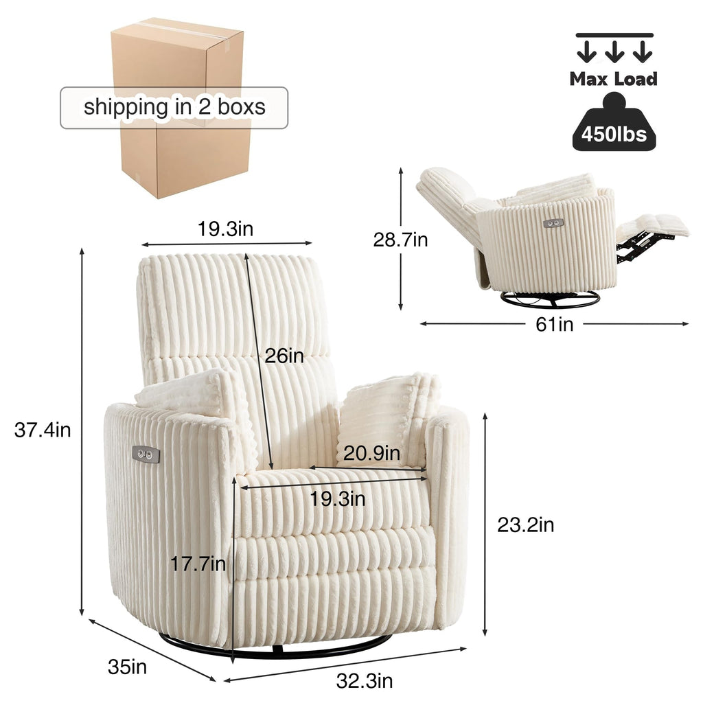 Power Recliner Swivel Glider Rocking Chair with USB Port M5371