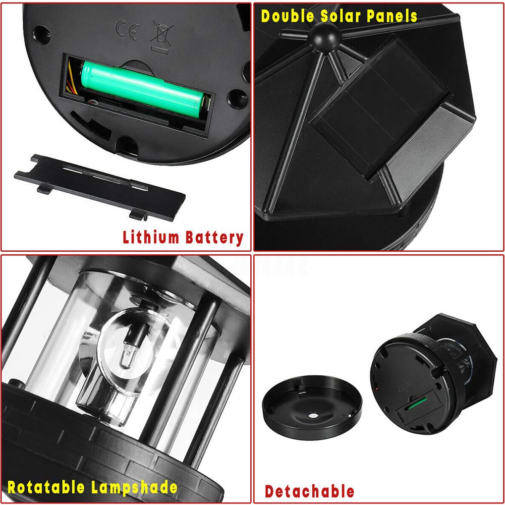 4.33inch LED Solar Powered Lighthouse IP44 Waterproof 360 Degree Rotating Lamp Black K99885