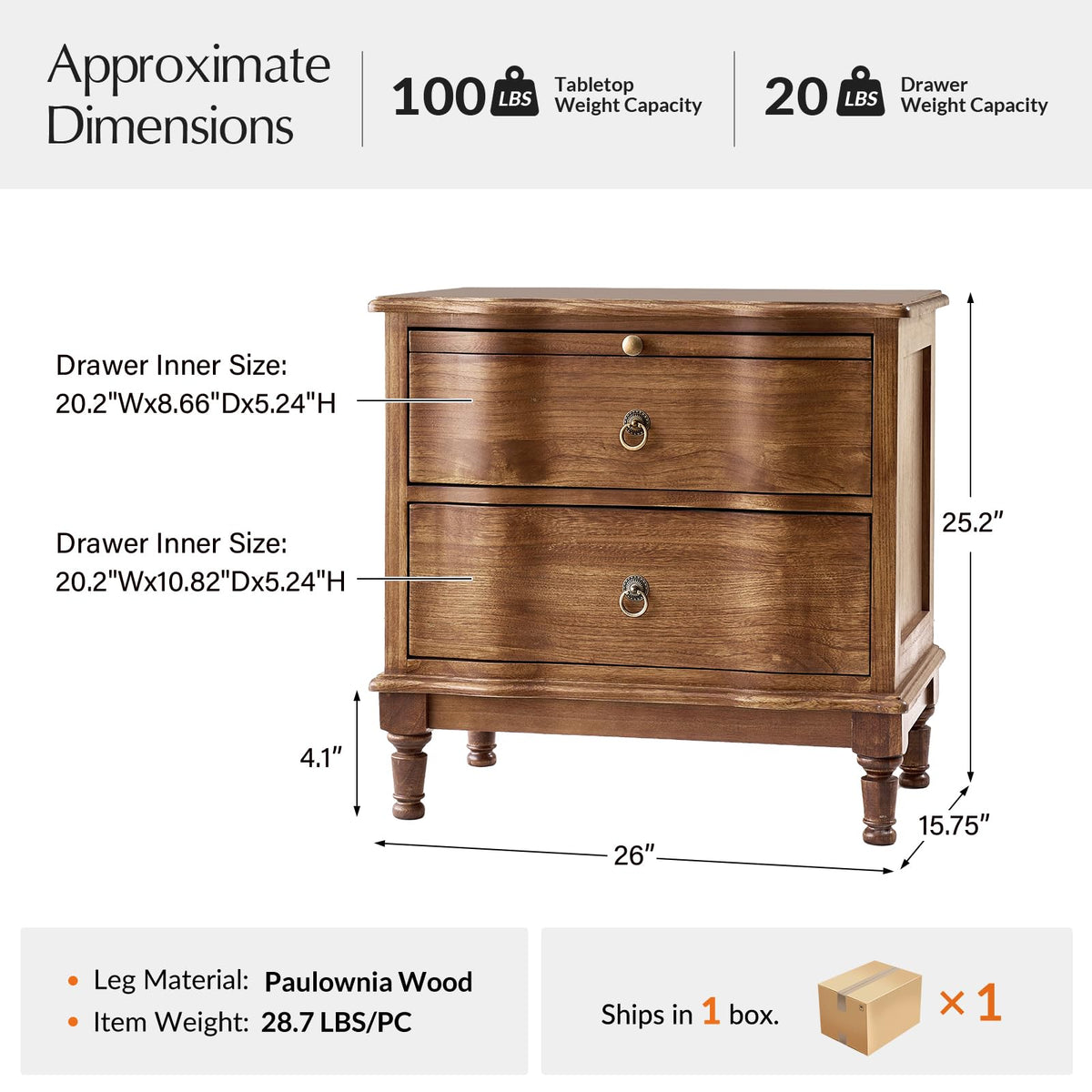 2-Drawer End Table with Charging Station A144
