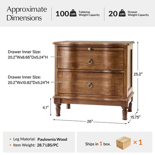 2-Drawer End Table with Charging Station A144