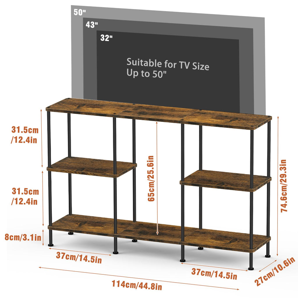 Brown 3 Tier Wood TV Stand with Storage Shelf N198298