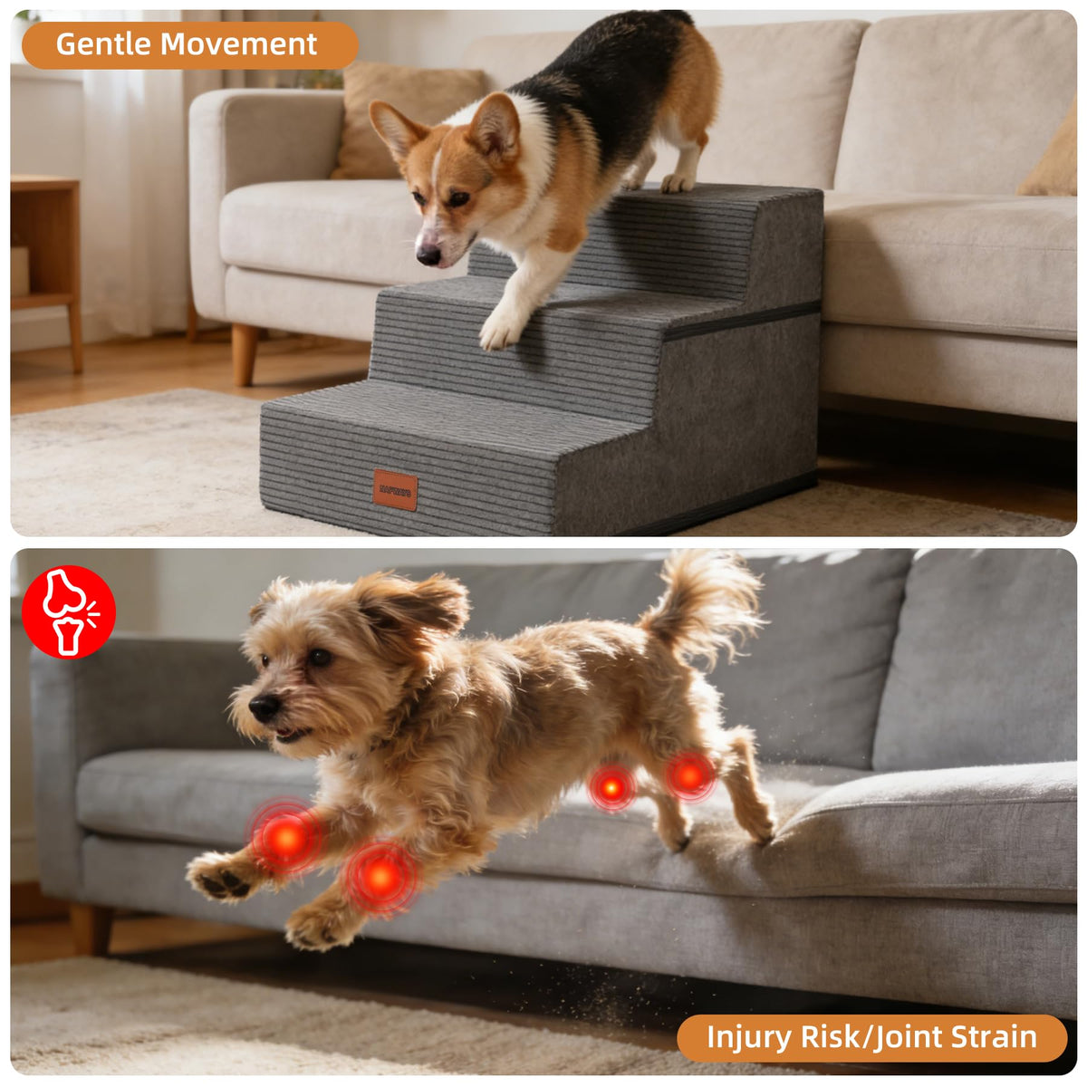 3-Step Non-Slip Dog Stairs with Washable Cover T87082