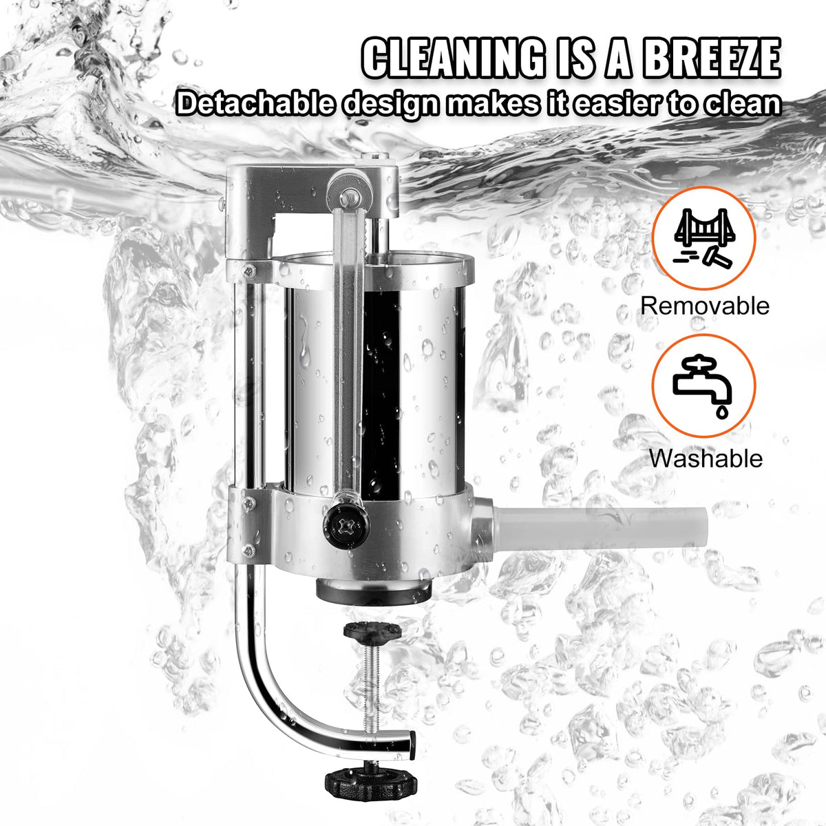 2.5LBS 304 Stainless Steel Vertical Sausage Stuffer with 3 Stuffing Tubes G462274