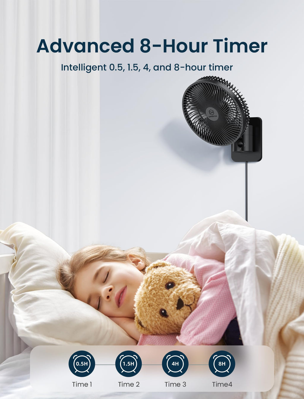 8.5-Inch Quiet Wall-Mounted Oscillation Fan with Remote & Timer P426