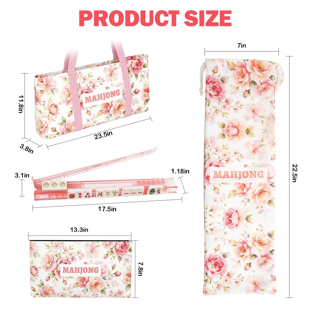 1.2” American Mahjong Set 168 Pink Floral Melamine Tiles U499