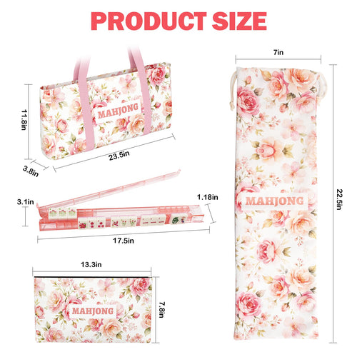 1.2” American Mahjong Set 168 Pink Floral Melamine Tiles U499