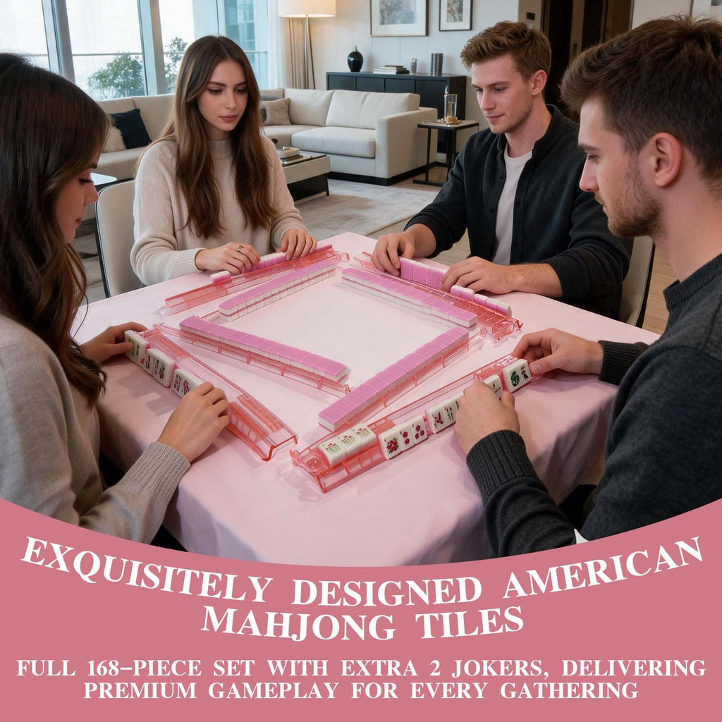 1.2” American Mahjong Set 168 Pink Floral Melamine Tiles U499