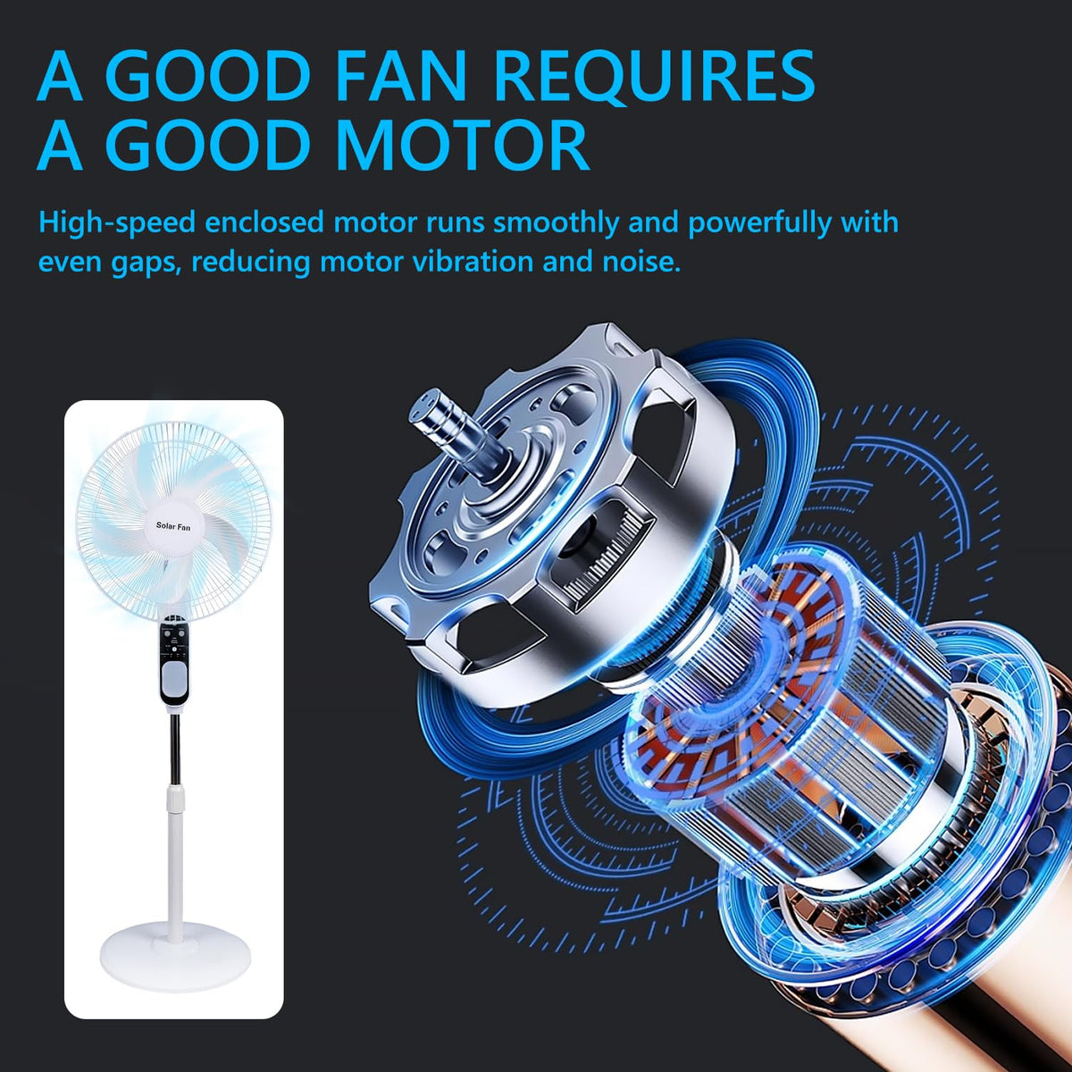 16in Solar Vertical Fan with Remote Control Q396977
