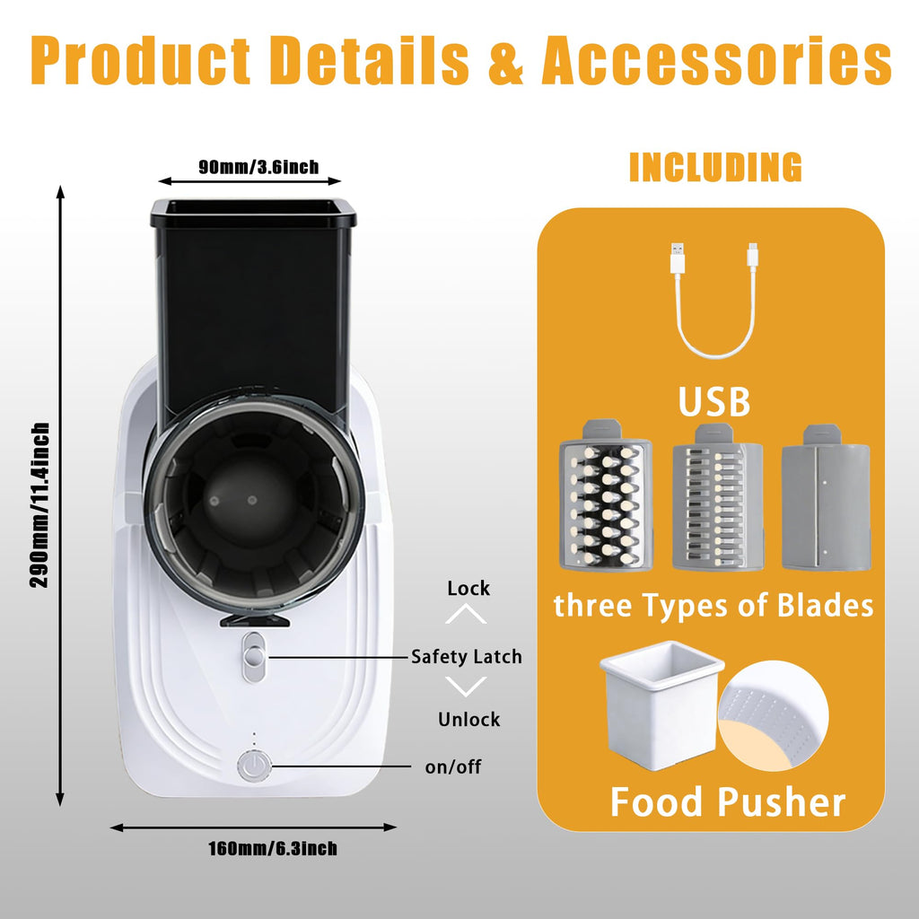 Cordless Electric Vegetable Slicer Chopper & Cheese Grater Z33292