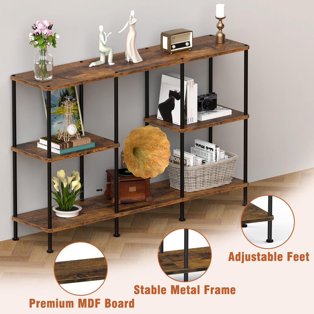 Brown 3 Tier Wood TV Stand with Storage Shelf N198298
