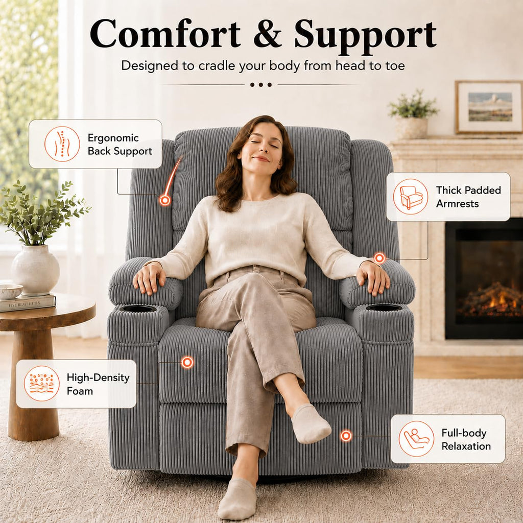 Grey Swivel Rocker Recliner Y3984
