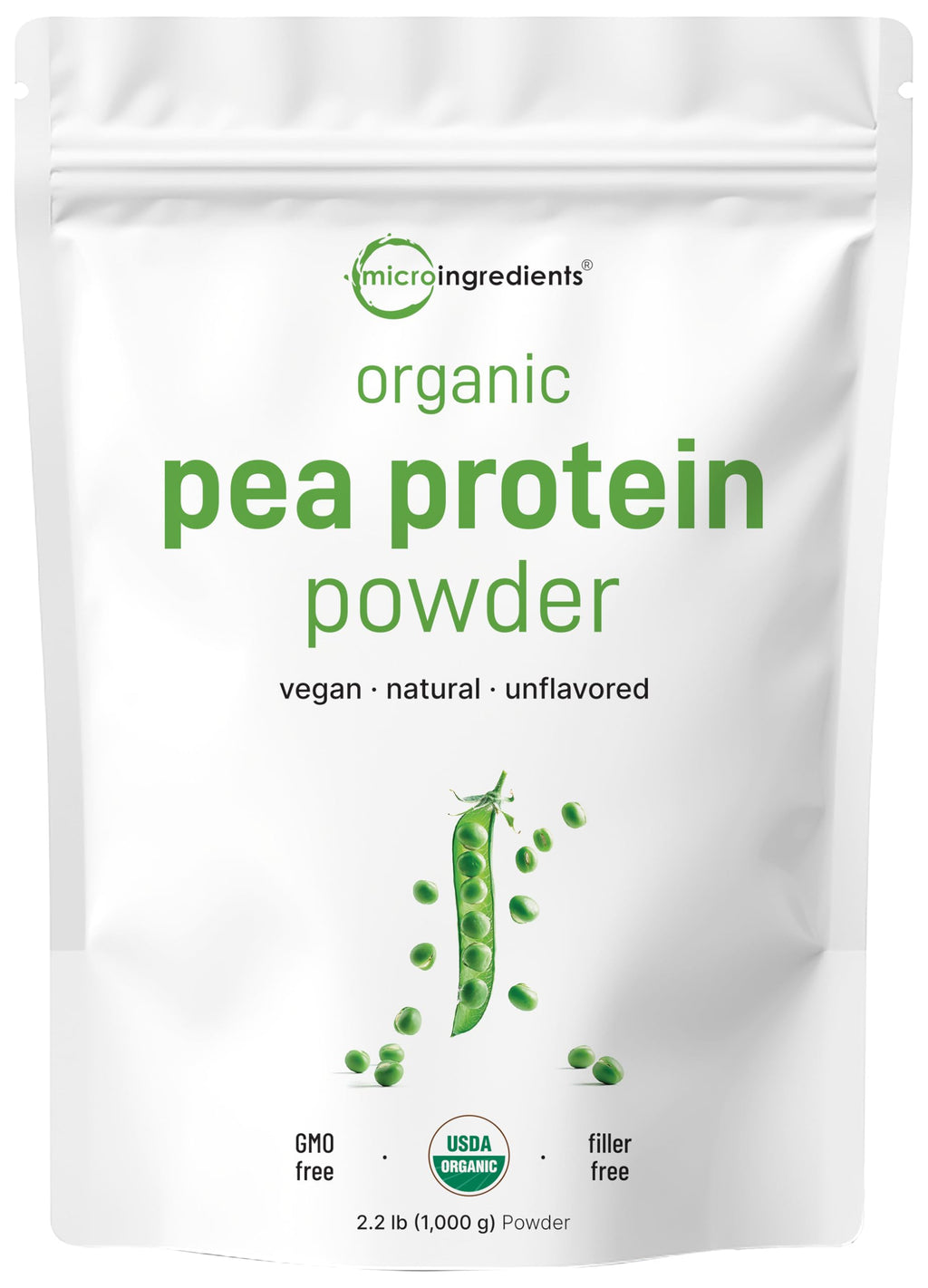 Organic Pea Protein Powder, 1KG (2.2 Pounds), Plant-Based Vegan Q950682
