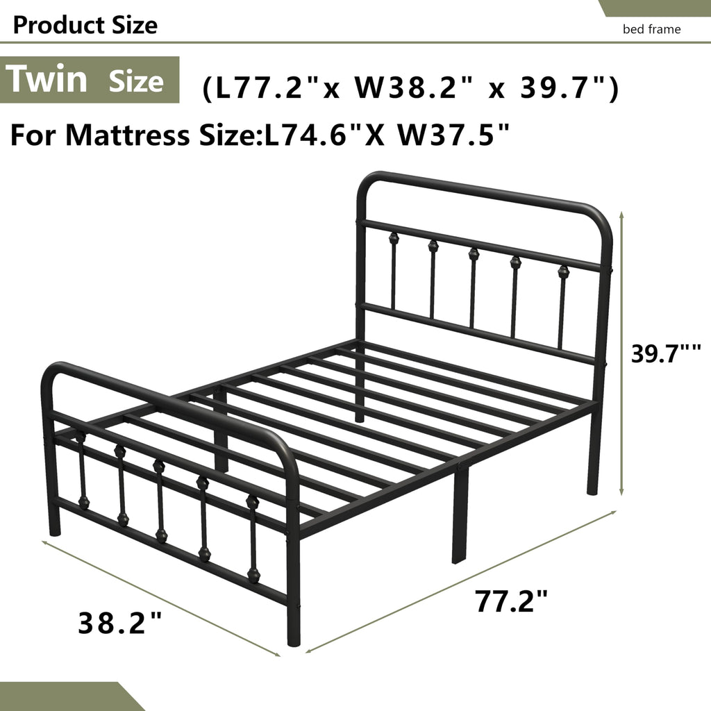 Black Twin Size Metal Bed Frame with Storage Space D219391