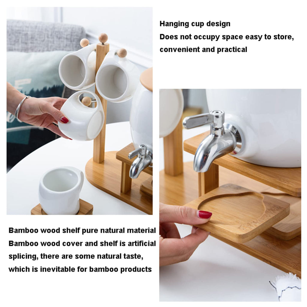 Porcelain Ceramic Crock Water Dispenser with 4 Mugs W273