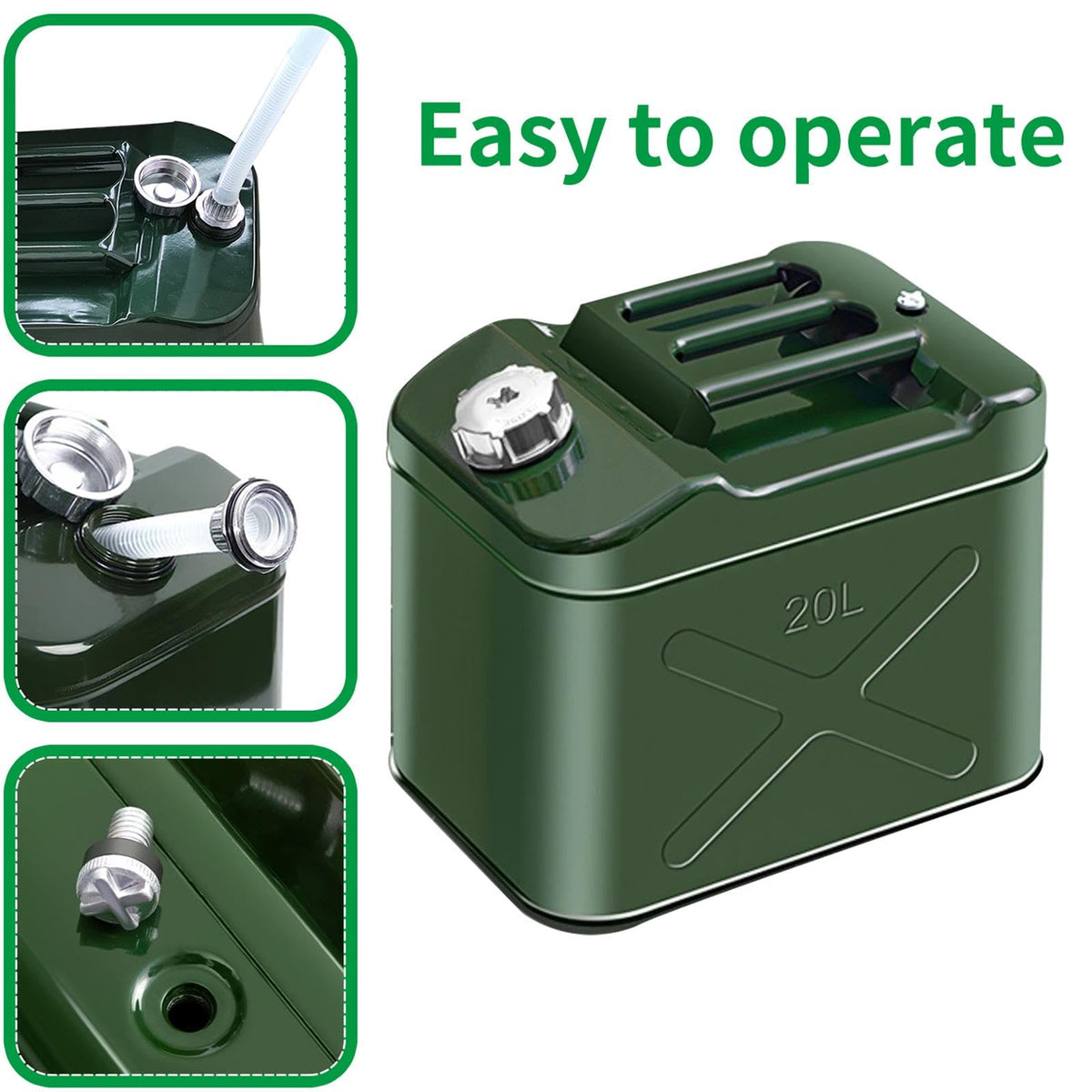 20L 5 Gallon Metal Water Can with Flexible Spout M29437