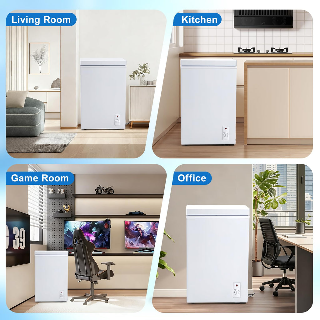 3.5 Cu.Ft White Chest Freezer with Basket S187919