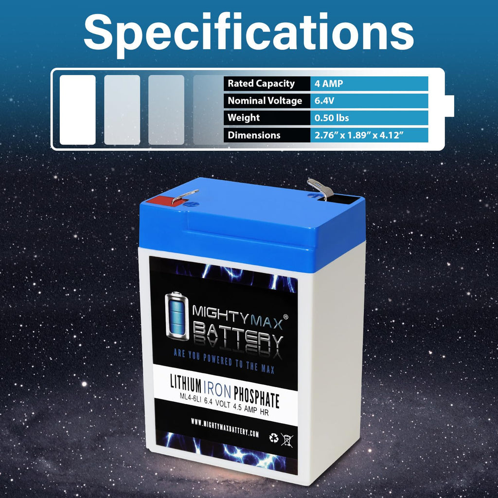 6V 4.5AH Lithium Replacement Battery W3171