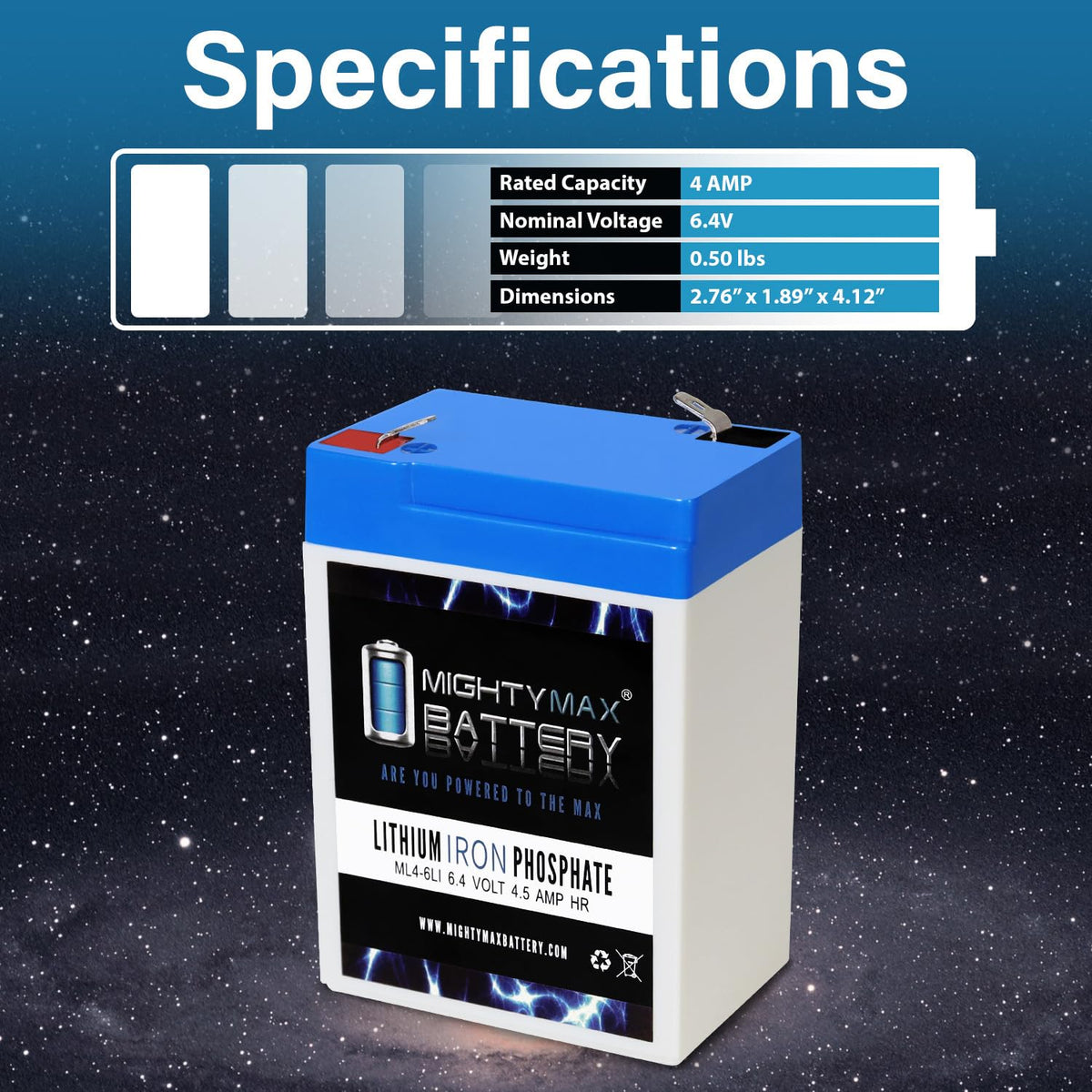 6V 4.5AH Lithium Replacement Battery W3171