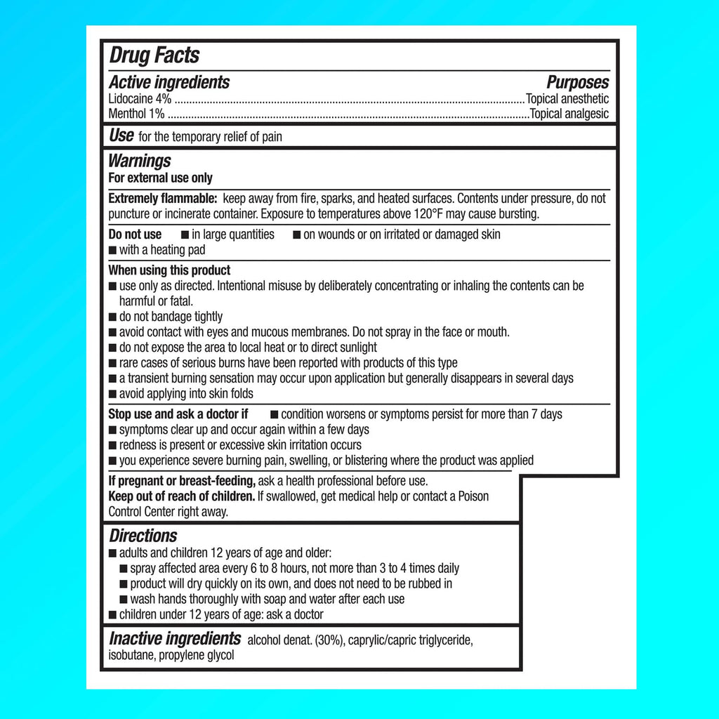 Lidocaine Pain Relief Dry Spray 4 oz Z26221