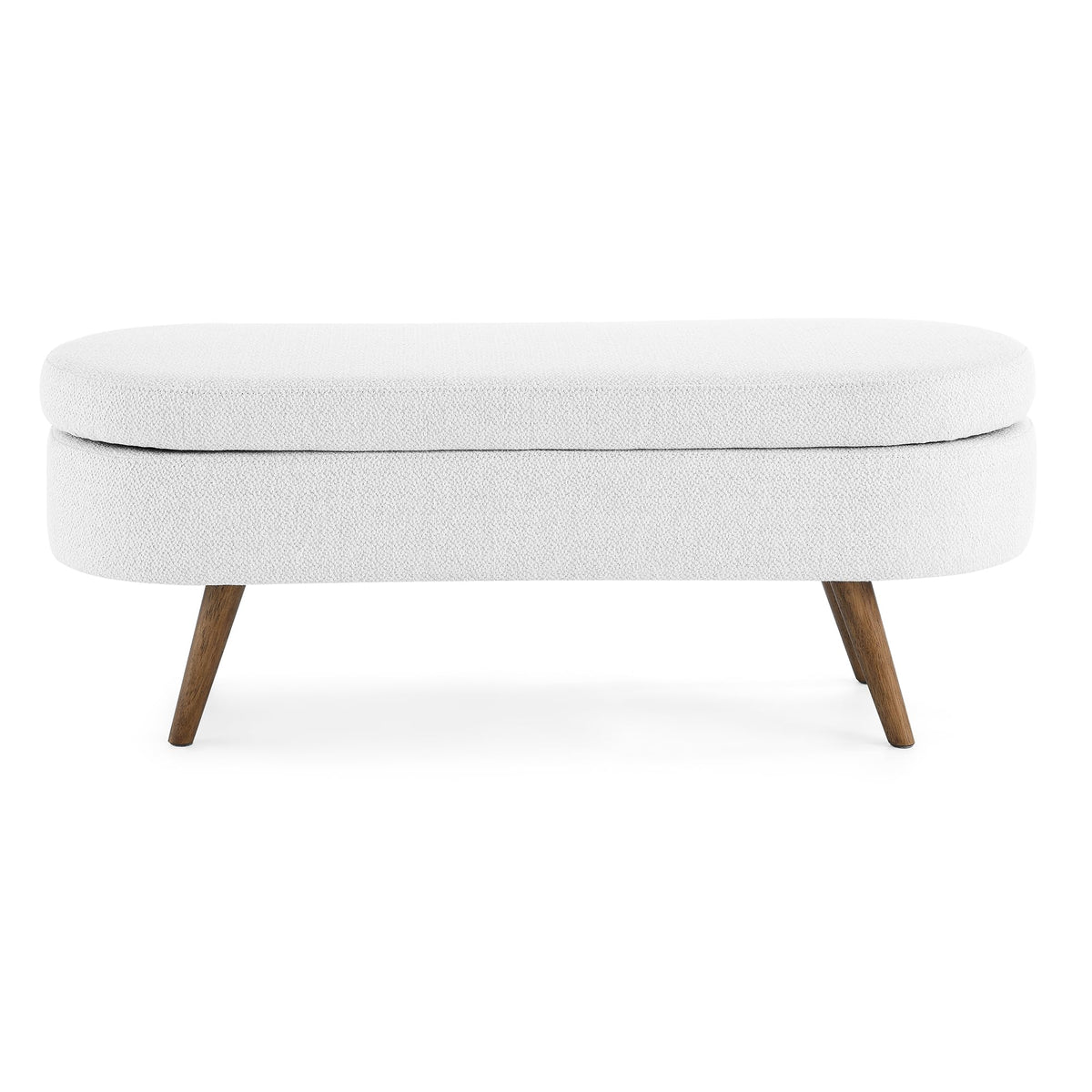 Oval Storage Bench with Rubber Wood Legs, White T35820