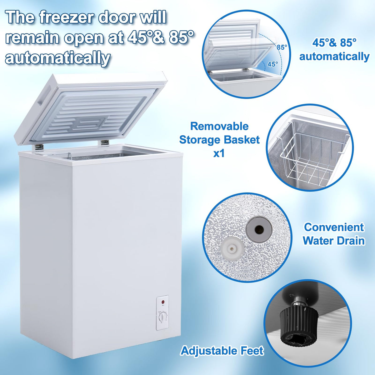 3.5 Cu.Ft White Chest Freezer with Basket S187919