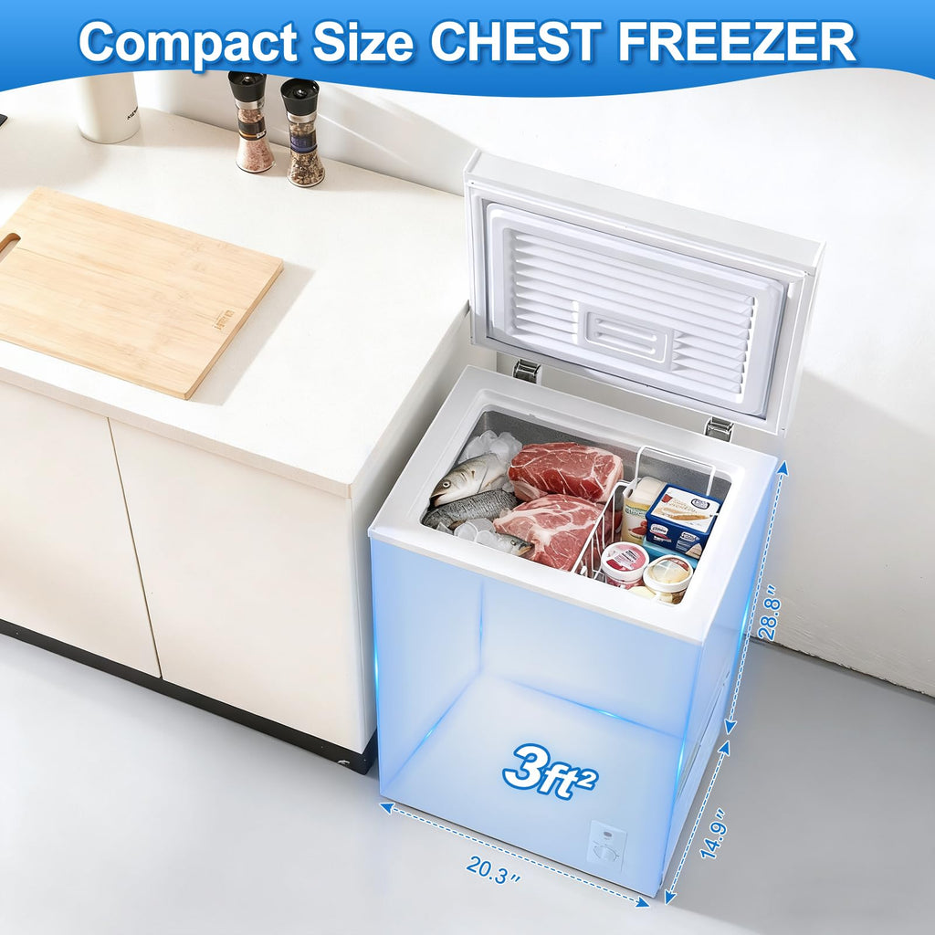 3.5 Cu.Ft White Chest Freezer with Basket S187919