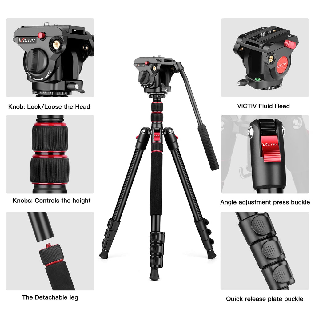 72" Heavy Duty Fluid Head Camera Tripod with Carry Bag L3571
